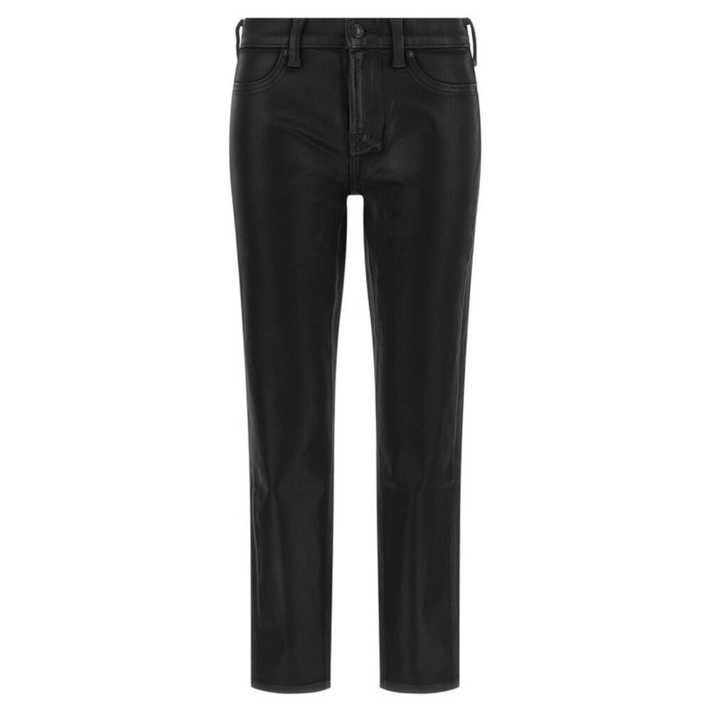 7 For All Mankind Black Cotton Cropped Women's Jeans